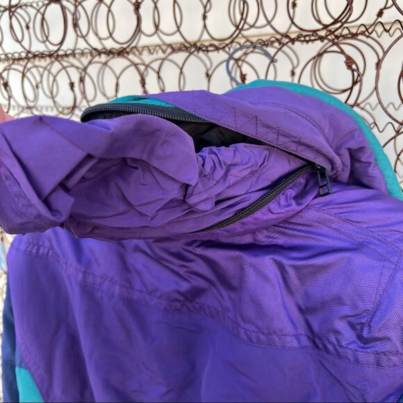 Vintage VITESSEE teal purple color block ski parka with elastic cinched waist - Picture 6 of 9